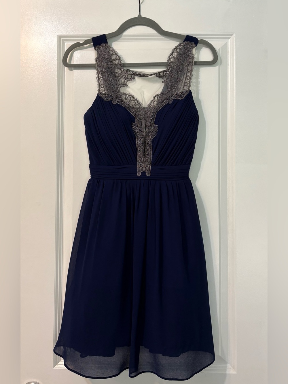 Little Mistress London Navy Lace Chiffon Dress US 6